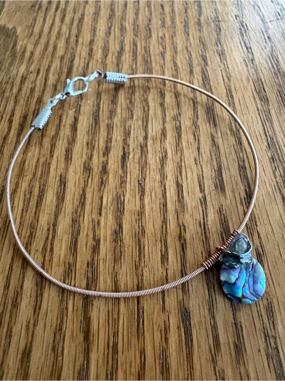Hand Crafted Guitar String Abalone Shell Bracelet